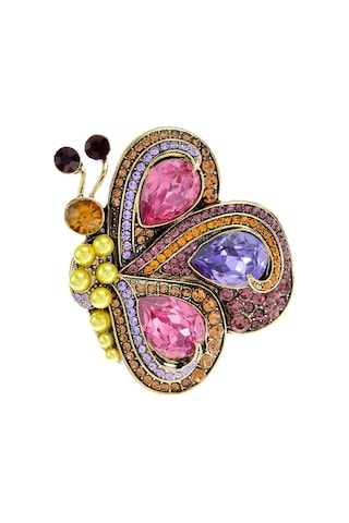 Sarı Blucome Yeni Kelebek Broş Kadınlar Için Vintage Inci Renkli Rhinestone Sevimli Böcek Düğün Rahat Broş Pins Takı Sarı