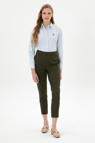U.S. Polo Assn. Kadın Haki Carrot High Waist Fit Kanvas Pantolon 50318108-VR027