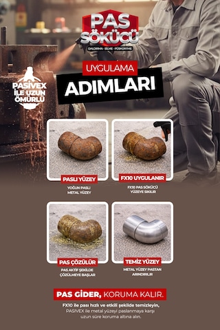 Fx10 En İyi Pas Sökücü Çözücü Demir Metal Ve Yüzey Temizleme 1 KG