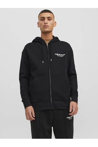 Jack & Jones Jorvesterbro Zıp Hood Noos Siyah Erkek Sweatshirt 12241691 Siyah