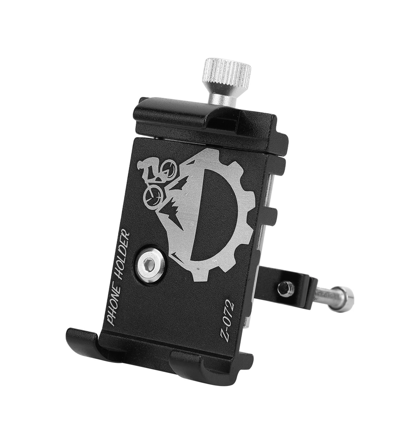 Vkemall Alüminyum Alüminyum Bisiklet Telefon Tutucusu, Motor, Elektrikli Scooter İçin Üç Tırnaklı Gravite Tasarımı, 55-100mm Telefonlar Ve 22.2-31.8mm Saplar İçin Uyumlu, Siyah Siyah