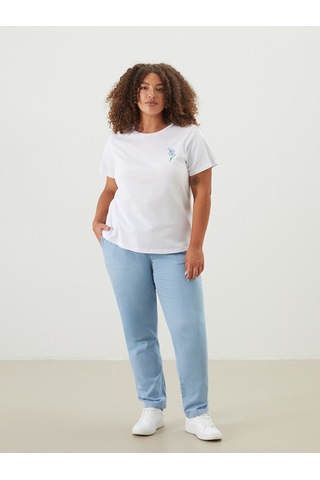 Lcwaıkıkı Classic Bej Beli Lastikli Carrot Fit Kadın Jean Pantolon
