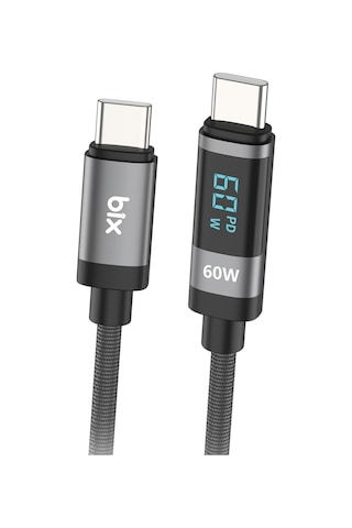 Bix BX06CC Type-C to Type-C 60 W Dijital Ekranlı Şarj Data Kablosu