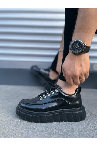 Dmr Elegance Jy010 Cloud Bağcıklı Rugan Erkek Günlük Sneaker Ayakkabı Rst - Siyah