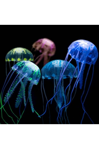 Vkemall Oranj Orta Boy Fluoresan Yumuşak Silikon Denizanası - Akvaryum Dekorasyonu, Canlandıran Su Ortamı, Zenginleyici Görünüm