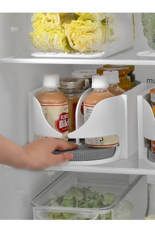 Yifomall Beyaz Gri Dondurucu Depolama Kutusu - 7cm'yi Geçmeyen Şişeler İçin Döner Tasarım, Çeşitli Mutfak Malzemelerini Düzenle, Konforlu Erişim Diğer