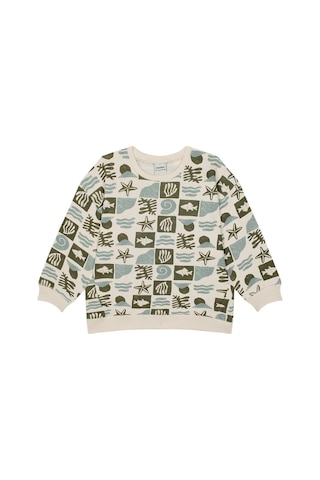 Antebies Organik Gots Sertifikalı Yeşil Okyanus Desenli Uzun Kollu Manşetli Erkek Çocuk Sweatshirt