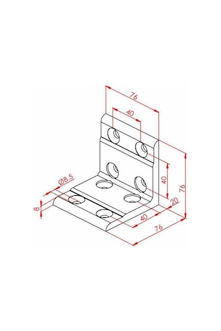 80x80 Düz Köşe Bağlantı