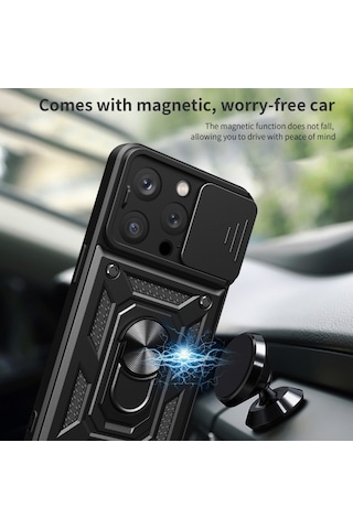 Teleplus Xiaomi Redmi Note 12 Pro Plus Kılıf Magnetik Standlı Kamera Korumalı Slide Sürgülü Cover Kapak