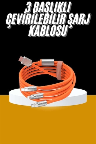 120w 3 İn 1 Uyumlu Silikon Şarj Kablosu Hızlı Şarj Kablosu Xxuuczzzs219şarjkablosuuuuuuu-3-1