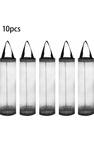 10'lu Set Mutfak Poşet Tutucu, Duvar Monte Organizatör Black