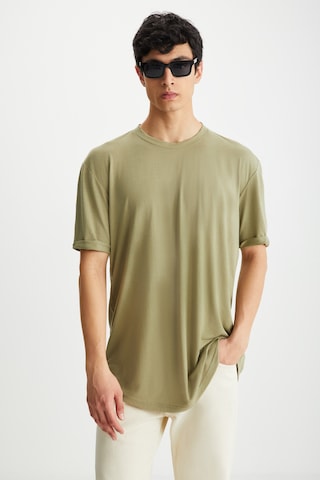 Grımelange Oscar Erkek Comfort Fit Uzun Dökümlü Kumaş Haki T-shirt Haki
