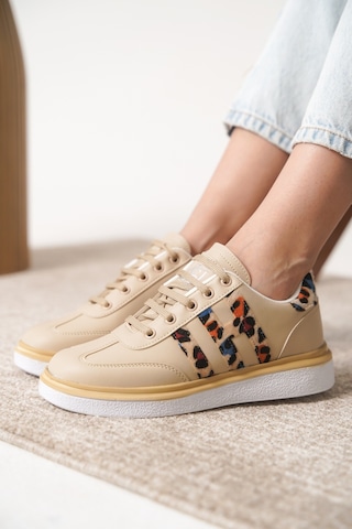 Daxtors Garantili D0516 Günlük Ortopedik Kadın Sneaker Spor Ayakkabı Bej