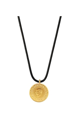 Agakulche 22 Ayar Tam Altın Siyah İpli Kolye