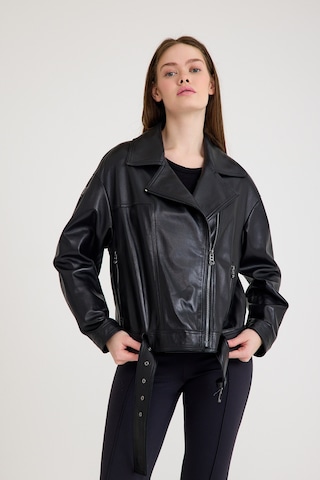 Oversize Bayan Deri Ceket Vb-23-bk-2143-22609 Siyah