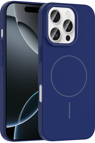 Apple iPhone 16 Pro Max Uyumlu Kılıf Magsafe Şarj Özellikli Zore Ruby Silikon Kapak - Lacivert Lacivert