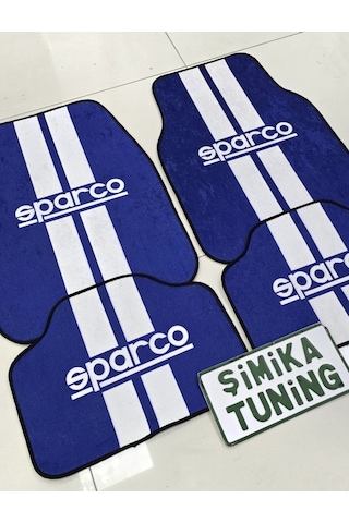 Sparco Mavi Dekor Oto Halı Paspas Üniversal Yıkanabilir Her Araca Uyumlu