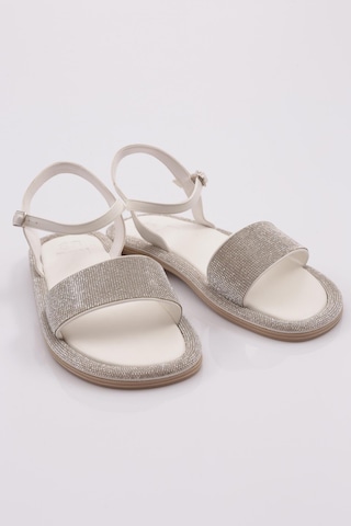 Dgn 3051 Kadin Düz Taban Taşli Sandalet 3051-2219-R13517 Beyaz