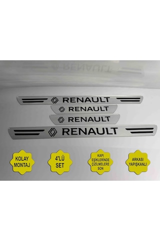 Renault Grubu Uyumlu Kapı Eşiği Koruyucu Ön - Arka 4'lü Set