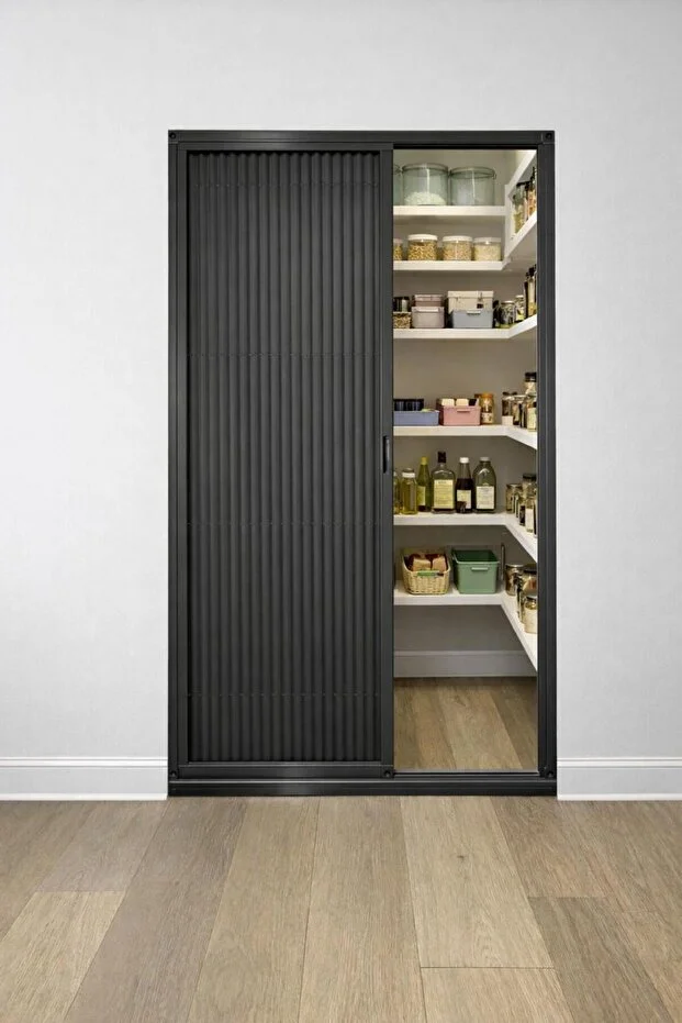 Plise Akordiyon Sürme Kapı İstenilen Ölçüde Yapılır Max 110x240 Antrasit Perde En 110'a Kadar / Boy 240'a Kadar.