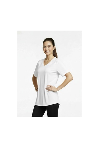 Lyvean V Yaka Oversıze Kısa Kollu Tshirt Beyaz
