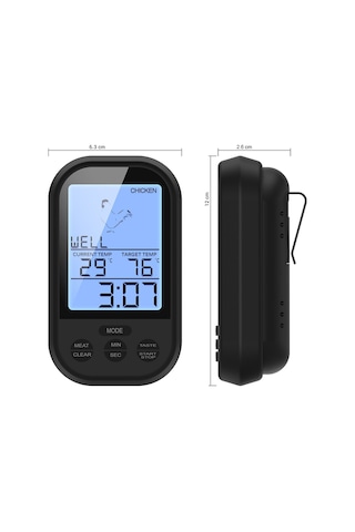Xindoker Siyah Kablosuz Mutfak-grill Termometresi, 0-250 C Ölçüm Aralığı, 20-30m Alım Mesafesi, Pil Dahil Değil Çok Renkli