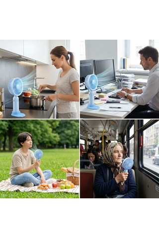 Vantilatör 3 Kademeli Masaüstü Fan Telefon Tutuculu Özellikli Standlı Elde Taşınabilir Mini Fan Ekl29