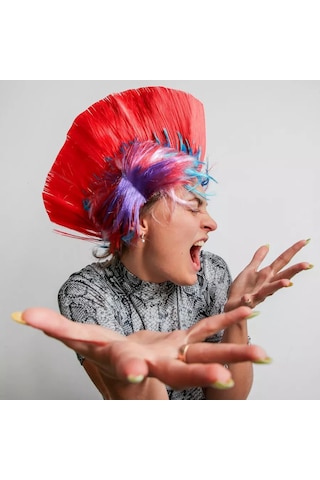 Hahatuska Kıvırcık Saçlı Karnaval Peruğu Panic 205433874 Kırmızı