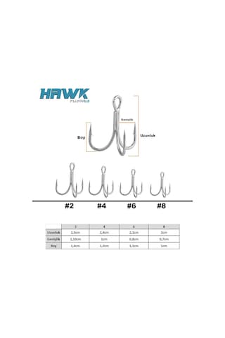 Fujin Hawk Süper Anti-rust Üçlü Kanca 4 Numara