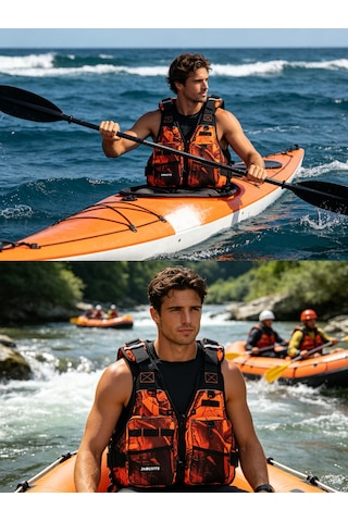 Ayarlanabilir Can Yeleği Balıkçılık, Sörf, Kano, Sup Ve Su Sporları İçin Güvenlik Yeleği Turuncu