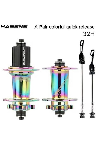 Hassns Pro 7 Rainbow Bisiklet Göbek Seti Ön Arka Kaset Göbek Seti 32 Delik 6 Vida Qr Mandal