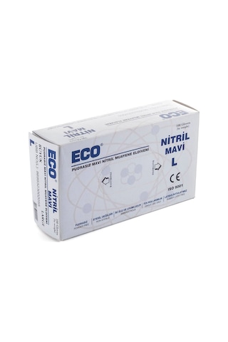 Eco Nitril Pudrasız Muayene Eldiveni Mavi 100'lü