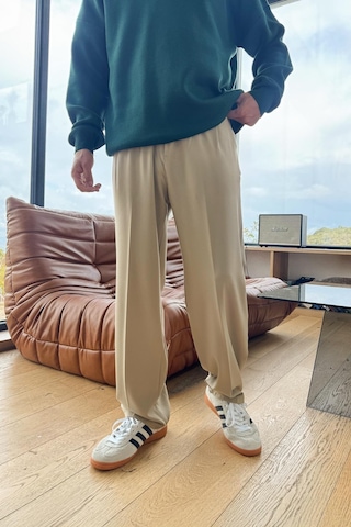 Flaw Çift Pileli Kumaş Pantolon Bej-27709 Bej