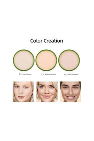 Nemlendirici Yüz Pudrası Pürüzsüz Fondöten Preslenmiş Pudra Makyaj Kapatıcı Gözenek Kapağı Beyazlatma Aydınlatmak Kozmetik 01