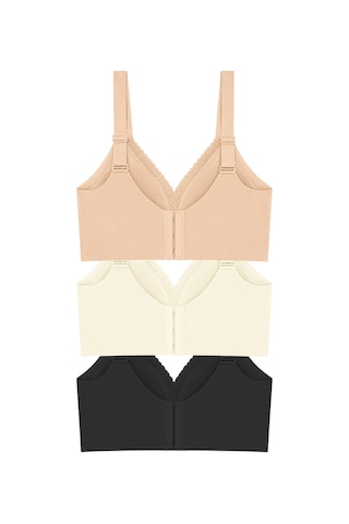 Cottonill Seamless Bra - Seravia Lazer Kesim Dantelli Minimizer Kadın Sütyen 3'lü Paket-2 Çok Renkli