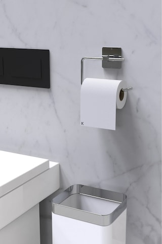 Karteya Yapışkanlı Gümüş Wc Kağıtlık Ve Kare Havluluk Banyo Mutfak 2'li Set Krom