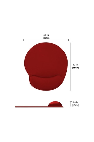 Kırmızı Bilek Destekli Ergonomik Jel Kaymaz Taban Mouse Pad