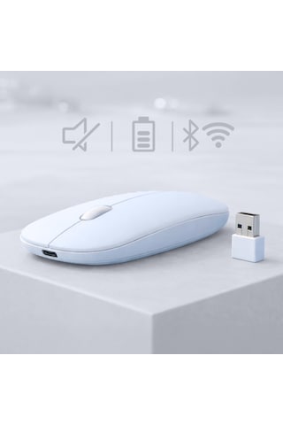 Apple Uyumlu MacBook iPad Bluetooth Şarjlı Mouse Usb Dongle Şarj Kablosu Dahil Sessiz İnce Ve Taşınabilir 13513