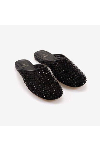 Kemal Tanca Taşlı Kadın Terlik T5 Siyah-siyah Siyah
