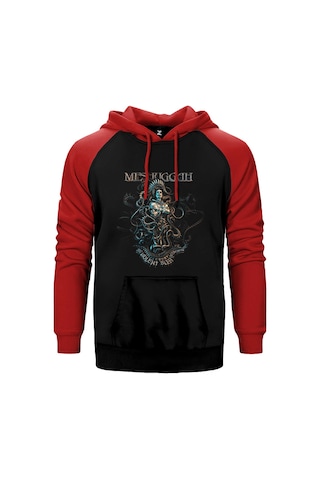 Meshuggah The Violent Sleep Of Reason Kırmızı Renk Reglan Kol Kapşonlu Sweatshirt Kırmızı