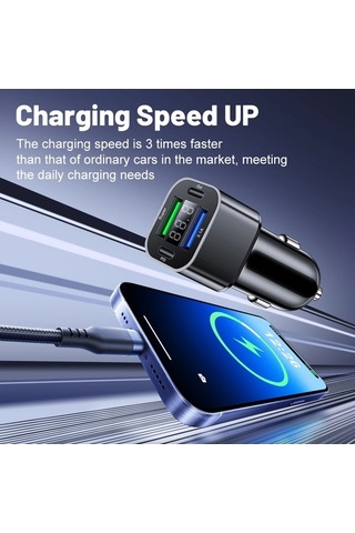 Zyzqstore Usb C Araç Telefonu Şarj Cihazı Çift Pd 4'ü 1 Arada Gerilim 1 Adet Yüksek Güçlü Şarj Cihazı 1 Adet