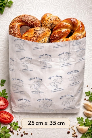 Poğaça Simit Gevrek Kese Kâğıdı Büyük Boy 16 X 35 Cm 50 Adet