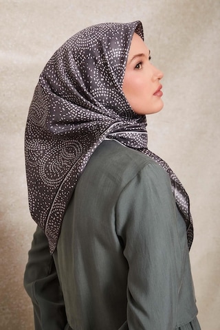 Levidor Noktalı Daireler Baskı Twill İpek Eşarp-0933 Gri