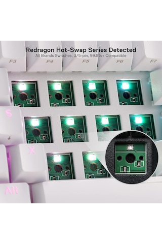 Redragon K530 Draconic%60 Kompakt Rgb Kablosuz, 5.0 Bluetooth Oyu