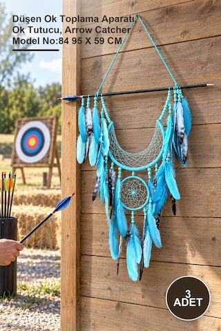 3 Adet Ok Yayı Düş Kapanı Düşen Ok Toplama Aparatı, Ok Tutucu, Arrow Catcher Model No:84 95 X 59 Cm
