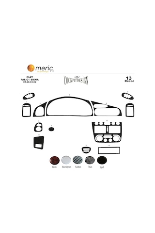 Meriç® Fiat Palio/Siena Ön Torpido Kaplama 13 Parça 1998-2002 (530156256)