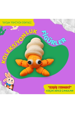 Tavşan Yumi Küçük Deniz Canlıları Koleksiyonu- 4 Parça 5-7 Cm Hareketli Oyuncaklar Ve Bilgilendirici Kartlar "