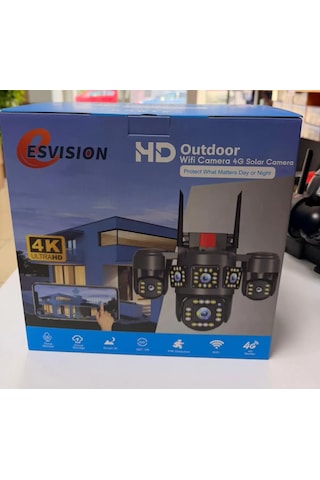 Esvision 7021 4 Kameralı 4g Çift Solar Panel 16x Zoom Dual Batarya Hieasy Aov Sürekli Kayıt Gece Görüş Çift Yönlü Ses Sim Kart
