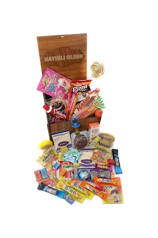 Nostaljik Bakkal Ahşap Hediye Kutusu Küçük Boy ( Hayırlı Olsun ) (502521559)