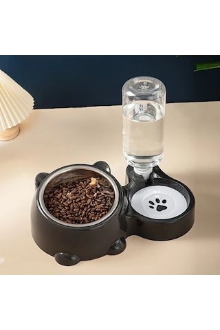 Hightower Gri Otomatik Kedi Köpek Mama Ve Su Kabı Paslanmaz Çelik Kaymaz Tasarım